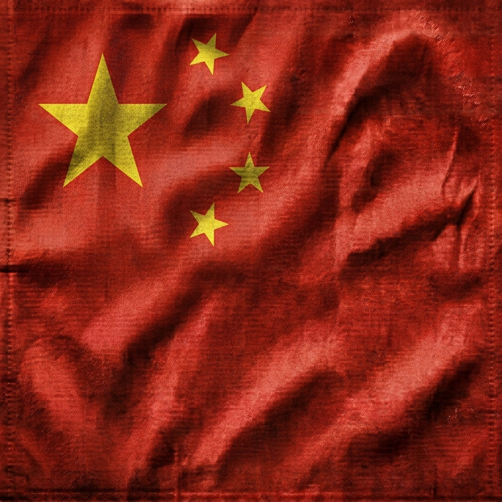 Textured flag of China representing our collection of genuine and rare Chinese military surplus, uniforms, and equipment.