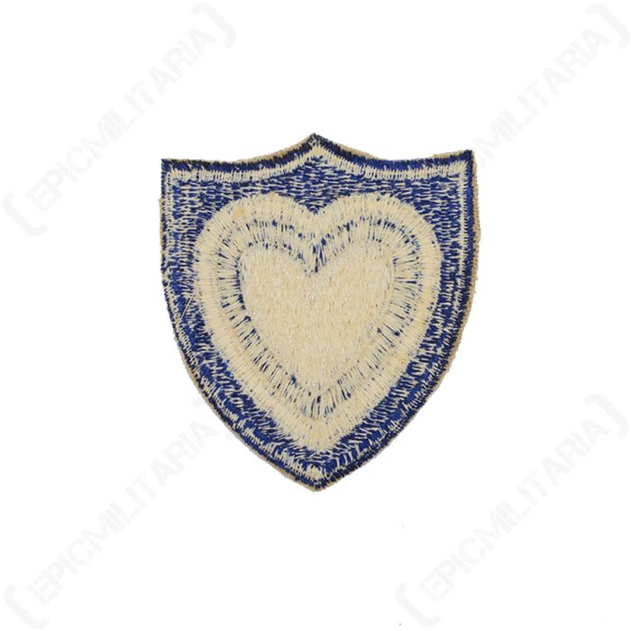 Back view of original US XXIV Corps patch showing raw embroidered stitching and khaki twill backing
