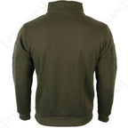 Rear view of Mil-Tec tactical zip sweatshirt showing seamless back and elasticated hem