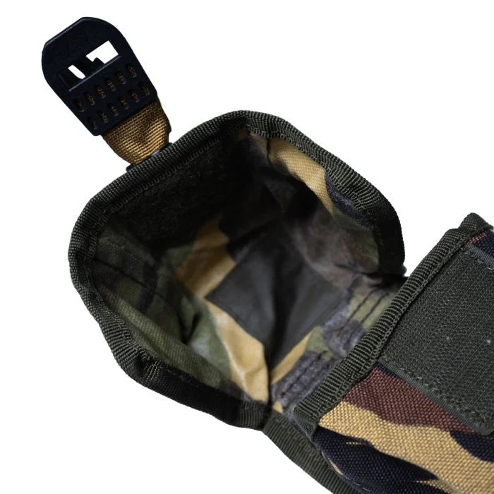 Inside view of the Dutch Army DPM MOLLE Ammo Pouch showing the water-resistant lining and interior hook-and-loop closure.