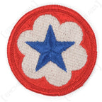 Front view of original WWII US Army Service Forces embroidered patch featuring blue star