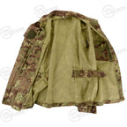 Interior view of Italian Army Vegetato field shirt showing zipped pocket and waist drawstring