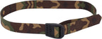 Original Dutch military webbing strap in woodland camouflage pattern with a black plastic buckle.