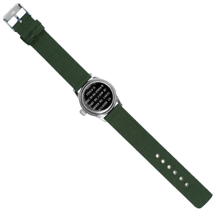 Rear view of US WW2 A-11 watch caseback showing stamped military specification details