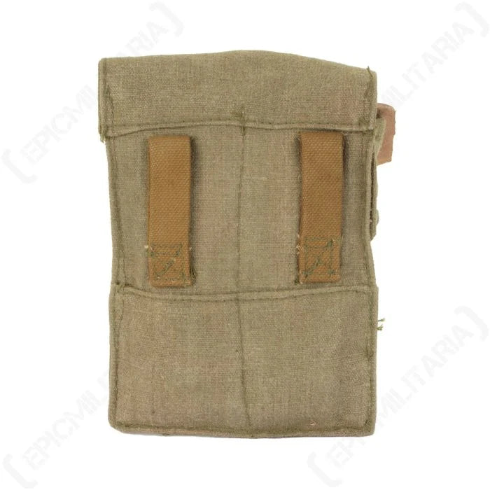 Rear view of Russian Army AK74 pouch showing stitched canvas belt attachment loops