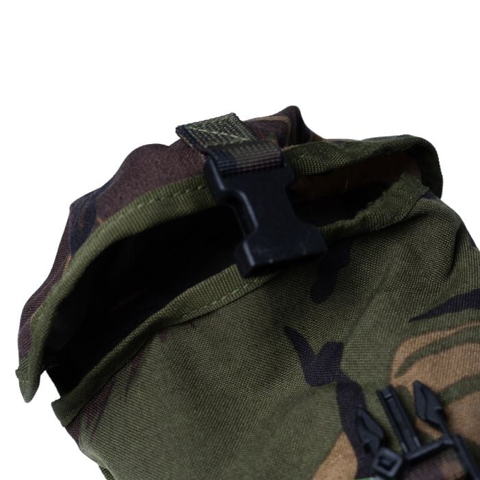 Top view of open Dutch Army Woodland DPM canteen pouch showing the interior compartment