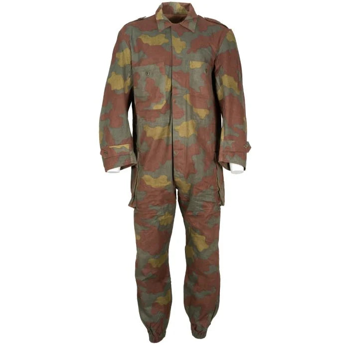 Original Italian Army San Marco Camo coveralls, full front view showing one-piece design and camo pattern