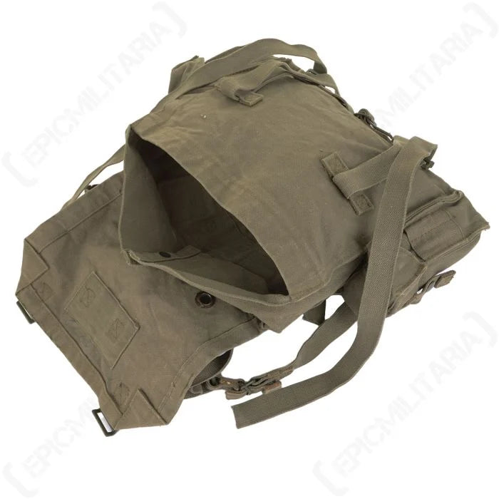 Top angle open view of SADF 70 Pattern medium pack showing main compartment and internal weather flaps