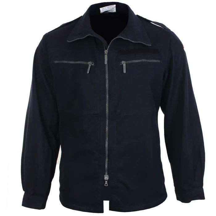 Original German Navy Deck Jacket in navy blue front view with two-way zipper