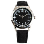 1950s British RAF pilot watch featuring a matte black dial with high-contrast Arabic numerals and silver-tone case.