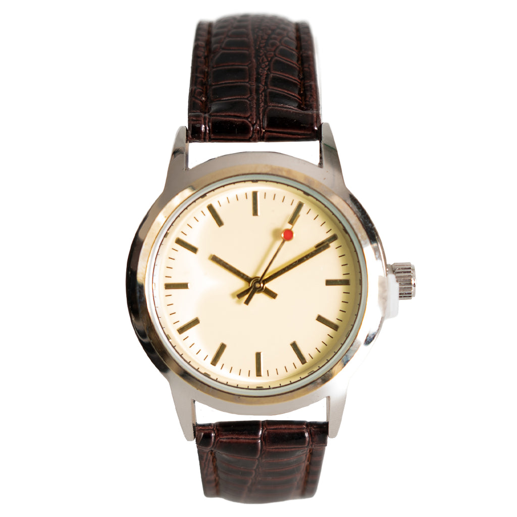 Eaglemoss 1970s Chinese Army Officer watch featuring a cream dial, gold hour markers, and a distinctive second hand with a red dot.
