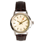 Eaglemoss 1970s Chinese Army Officer watch featuring a cream dial, gold hour markers, and a distinctive second hand with a red dot.