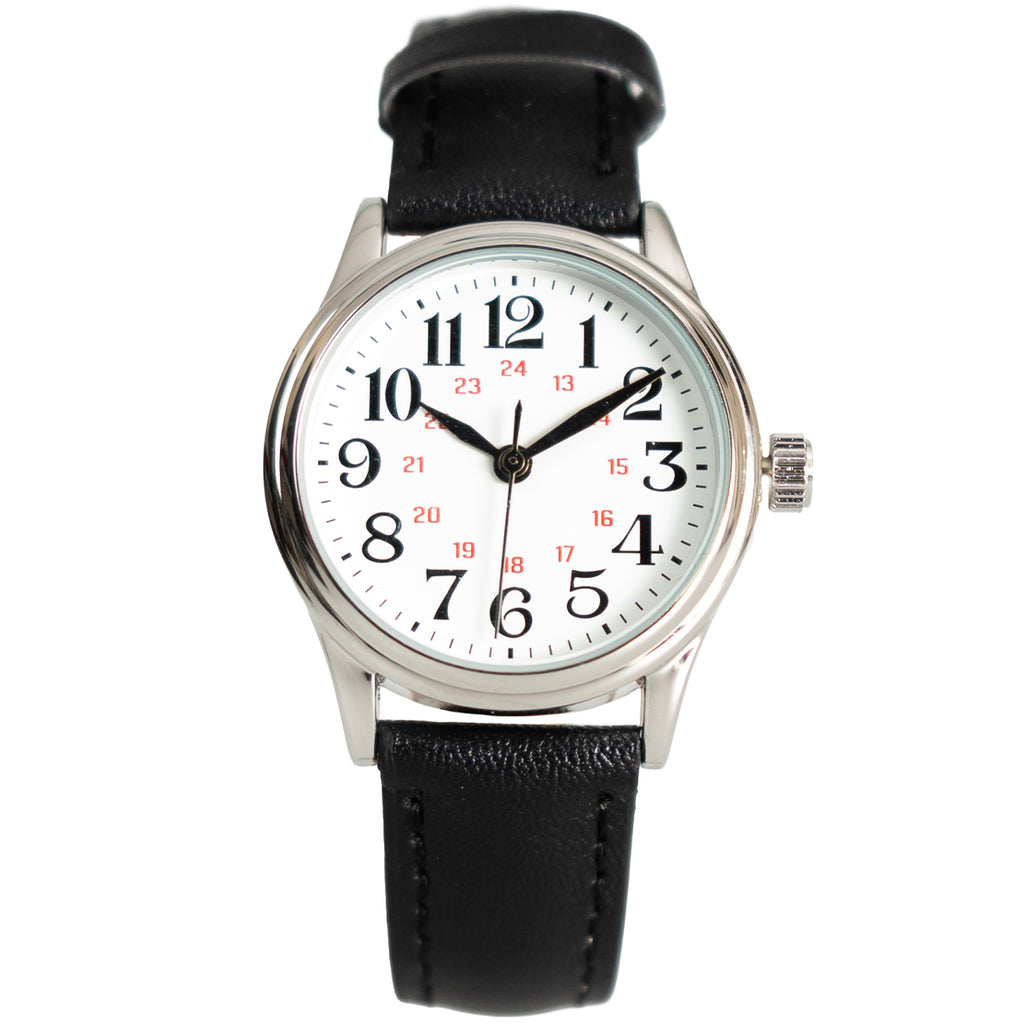 Eaglemoss 1940s Japanese Seaman's Watch with a white dial, bold black numerals, and red 24-hour inner scale.