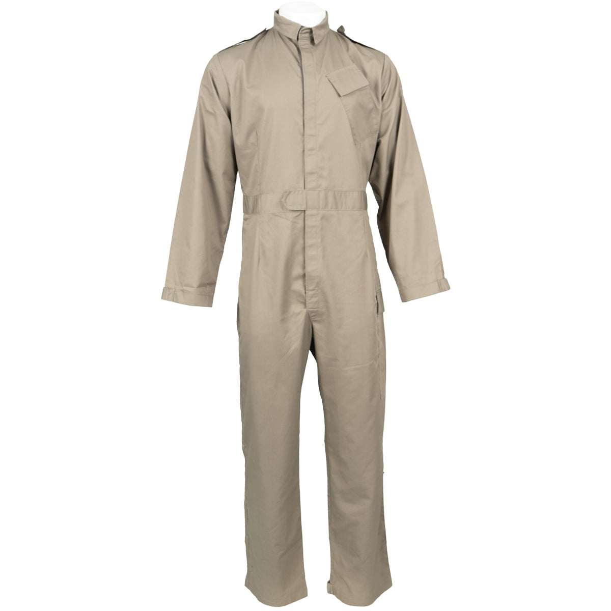 Full front view of British RAF lightweight stone coveralls, featuring professional ground crew workwear design.
