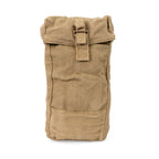 Belgian Army surplus pouch shown from the front with the flap secured by a sturdy buckle strap.