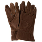 Pair of authentic brown leather Czech Army ladies' gloves from the Cold War era, featuring reinforced palms and cuffs.