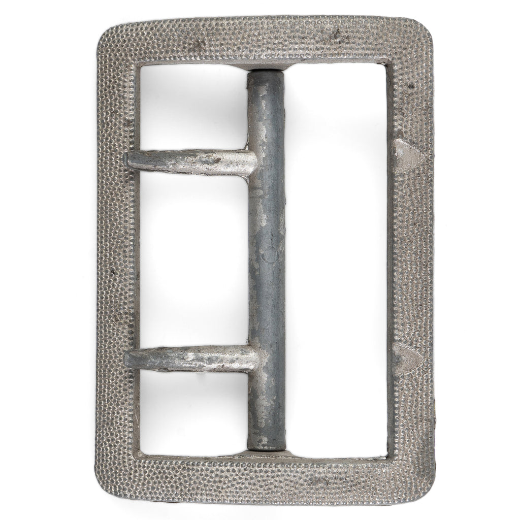 Detailed close-up of the WW2 German Officer's claw buckle, showcasing the silver finish and lightweight metal construction.
