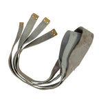 Grey-toned original British 37 Pattern cross straps with brass hardware, showing historical service wear.