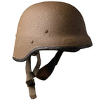 Three-quarter view showing textured shell and side bolts of M87 helmet