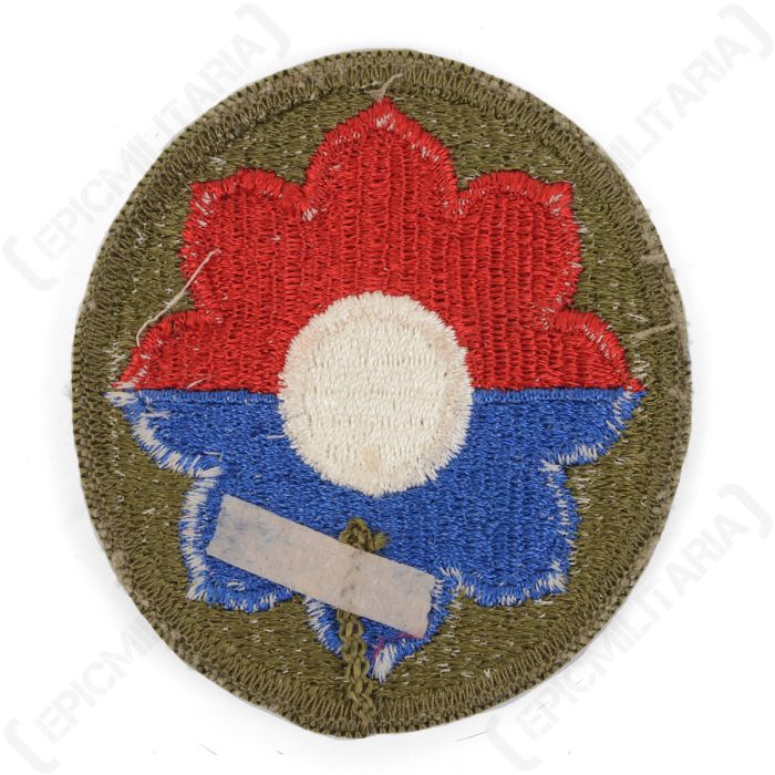 Back view of original US 9th Infantry Division patch showing thread stitching