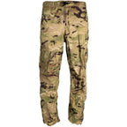 Front view of British Army MTP waterproof overtrousers showing elastic drawcord waist