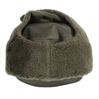 Rear view of Austrian military winter hat showing thick plush fleece lining on folded ear flap