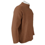 Side profile view of the brown mock neck Soviet Air Force aviation sweater.