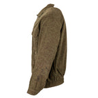 Side profile of the Czech M92 field jacket showing the durable cotton blend fabric, reinforced elbow stitching, and elasticated waist.