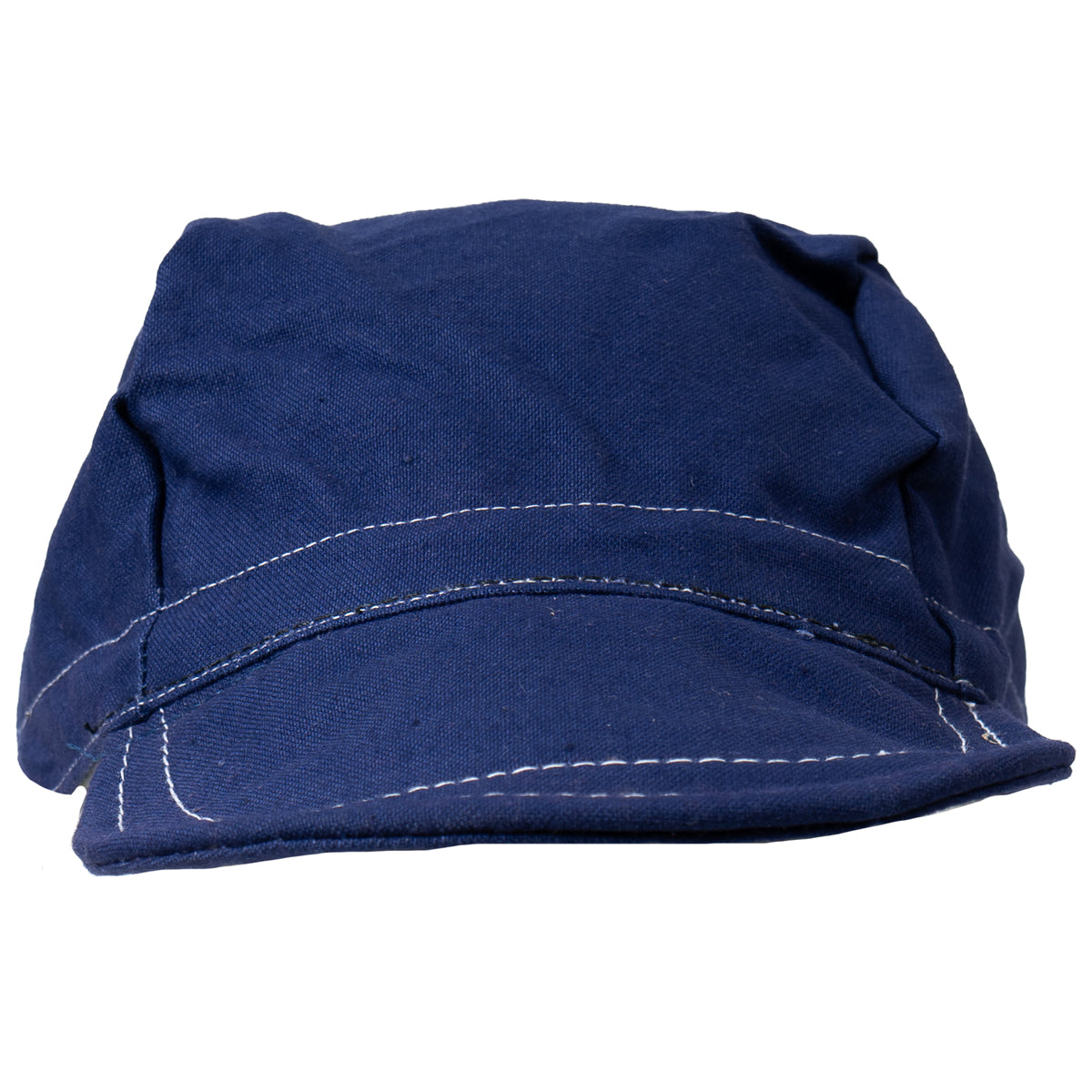 Front view of the surplus NVA workers cap, highlighting the durable cotton-poly blue fabric and classic low-profile design.