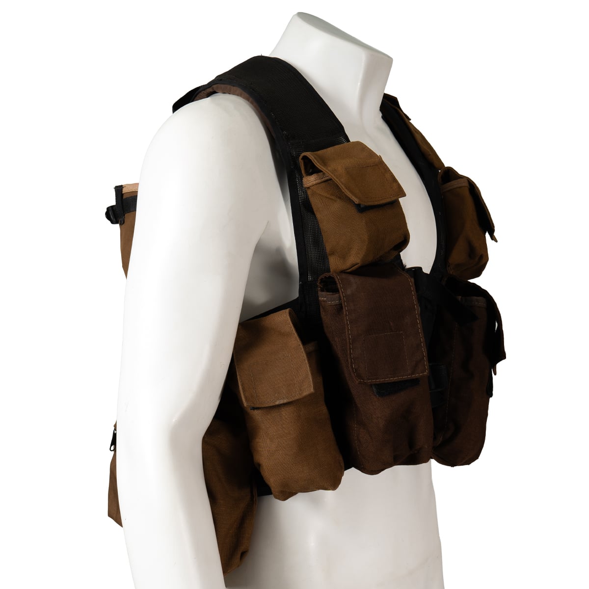 Side profile of the SADF Pattern 83 load-bearing vest, showcasing the durable 1000D Cordura nylon material and the ergonomic pouch layout for field operations.