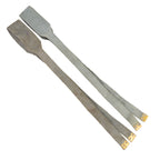Two grey canvas 37 Pattern cross straps laid flat, showcasing the durable material and brass ends.