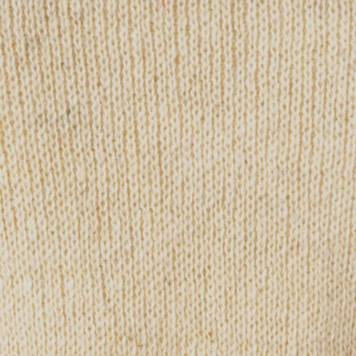 Close-up of the natural beige camel wool knit texture of the Soviet pilot jumper