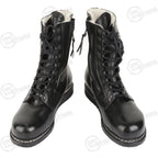 Pair of original German winter pilots boots showing front lacing and side zip closure