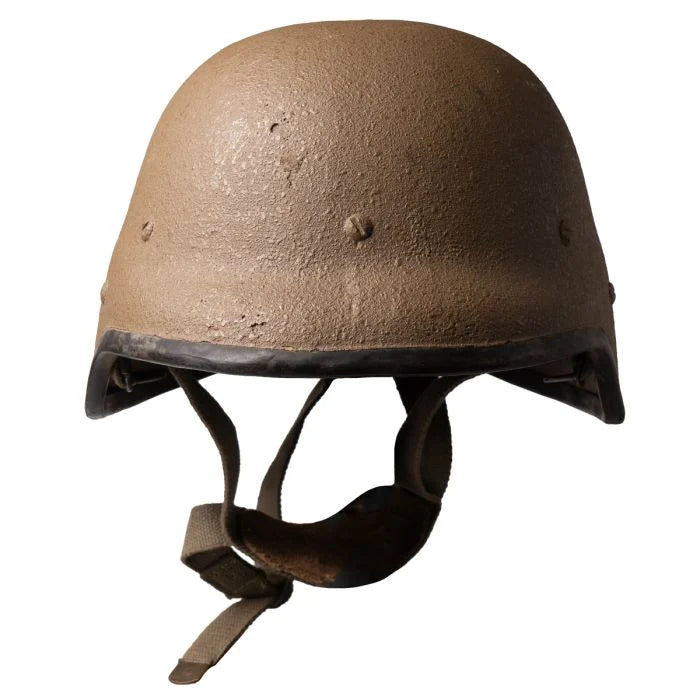 Front view of original South African M87 Kevlar helmet in Nutria brown
