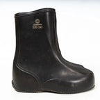 Close-up of the black Cosmoped Bundeswehr overshoe showing the white manufacturer stamp and Mondopoint sizing