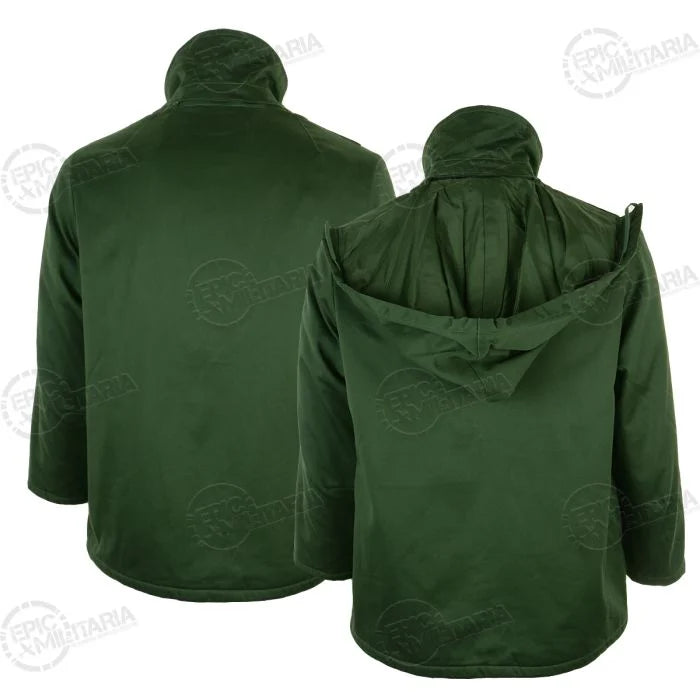 Rear view of green German Police Parka coat