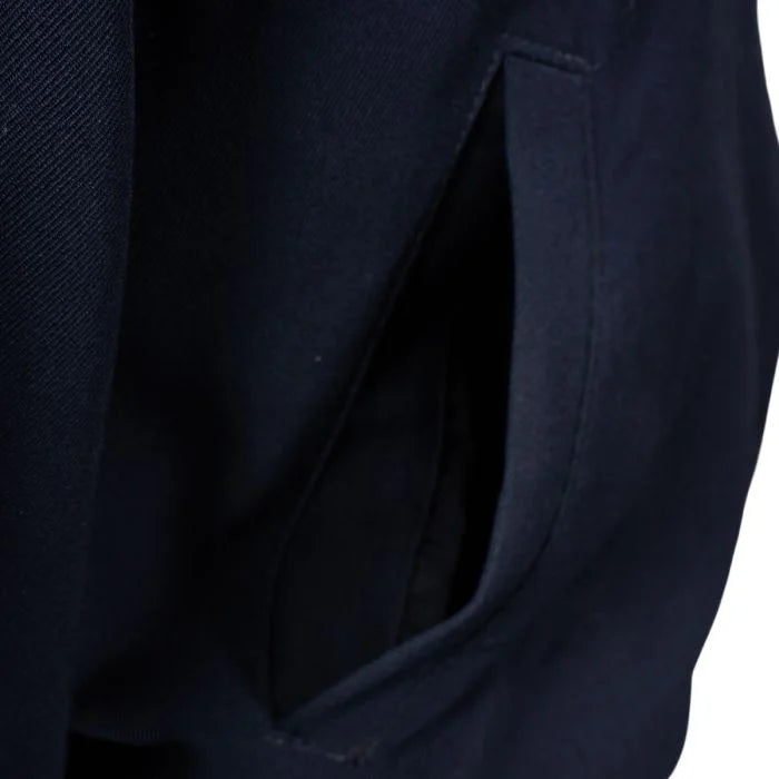 Close-up view of the clean, welted side pocket opening on the British RAF General Purpose Jacket.