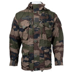 Front view of French Army FELIN Ripstop T4 Combat Jacket in CCE camouflage on a mannequin