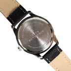 Close-up of the stainless steel watch case back engraved with Eaglemoss Collections and 1950s British RAF markings.