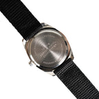 Stainless steel case back of the 1960s German Naval Commando style watch featuring engraved Eaglemoss Military Watches branding.