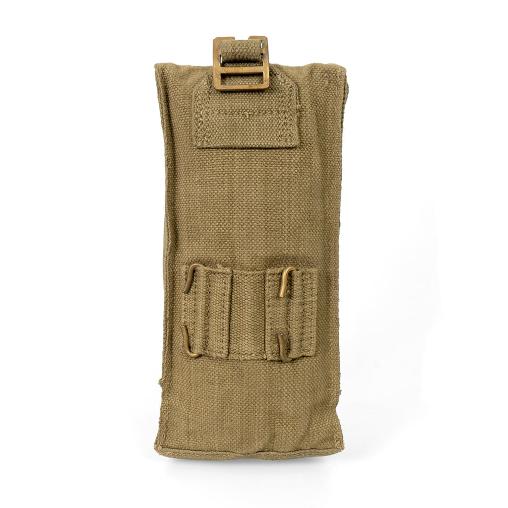 Rear view of the Belgian Army pouch featuring a buckle ladder system for secure attachment to a military belt or gear.