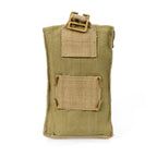 Rear view of the military canvas pouch featuring a belt attachment loop and metal buckle ladder system.