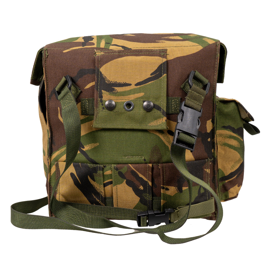 Rear view of the DPM field pack featuring robust PLCE webbing attachment points and heavy-duty press studs.