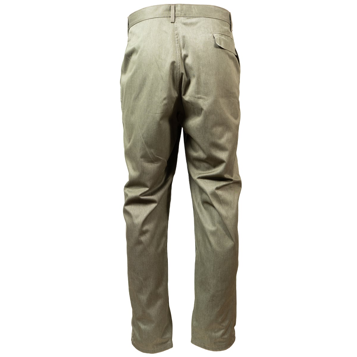 Rear view of East German NVA combat trousers highlighting the flap pockets and heavy-duty construction typical of Cold War era gear.