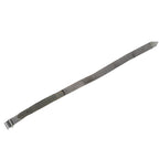 Full-length view of a 45cm East German NVA grey webbing strap, designed for lashing field gear like Zeltbahn shelter halves.