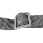 Steel slide buckle on an East German NVA rifle sling, designed for quick and reliable adjustment of the durable nylon webbing strap.