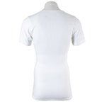 Rear view of the German Army cotton undershirt, showing the consistent white ribbed texture and tailored fit of this classic military surplus garment.