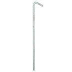 Single heavy-duty galvanised steel tent peg with a curved hook top, typical for Cold War era military field shelters.