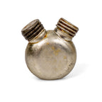 Close-up of a genuine Soviet Russian Army post-war metal oiler bottle with visible signs of age, wear, and authentic military patina.