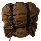 Rear view of the original 1980s SADF Pattern 83 field pack displaying heavy-duty nylon webbing and authentic soldier identification markings.